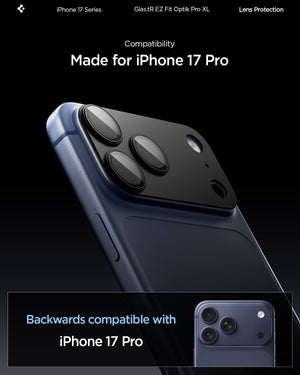 Spigen iPhone 17 Pro Lens Protector – GLAS.tR EZ Fit Optik Pro XL [1 Pack] - Black - iPhone 17 Pro compatibility