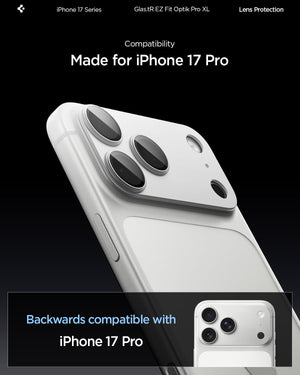 Spigen iPhone 17 Pro Lens Protector – GLAS.tR EZ Fit Optik Pro XL [1 Pack] - Silver - iPhone 17 Pro compatibility