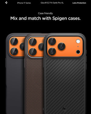 Spigen iPhone 17 Pro Lens Protector – GLAS.tR EZ Fit Optik Pro XL [1 Pack] - Cosmic Orange - Spigen case compatibility