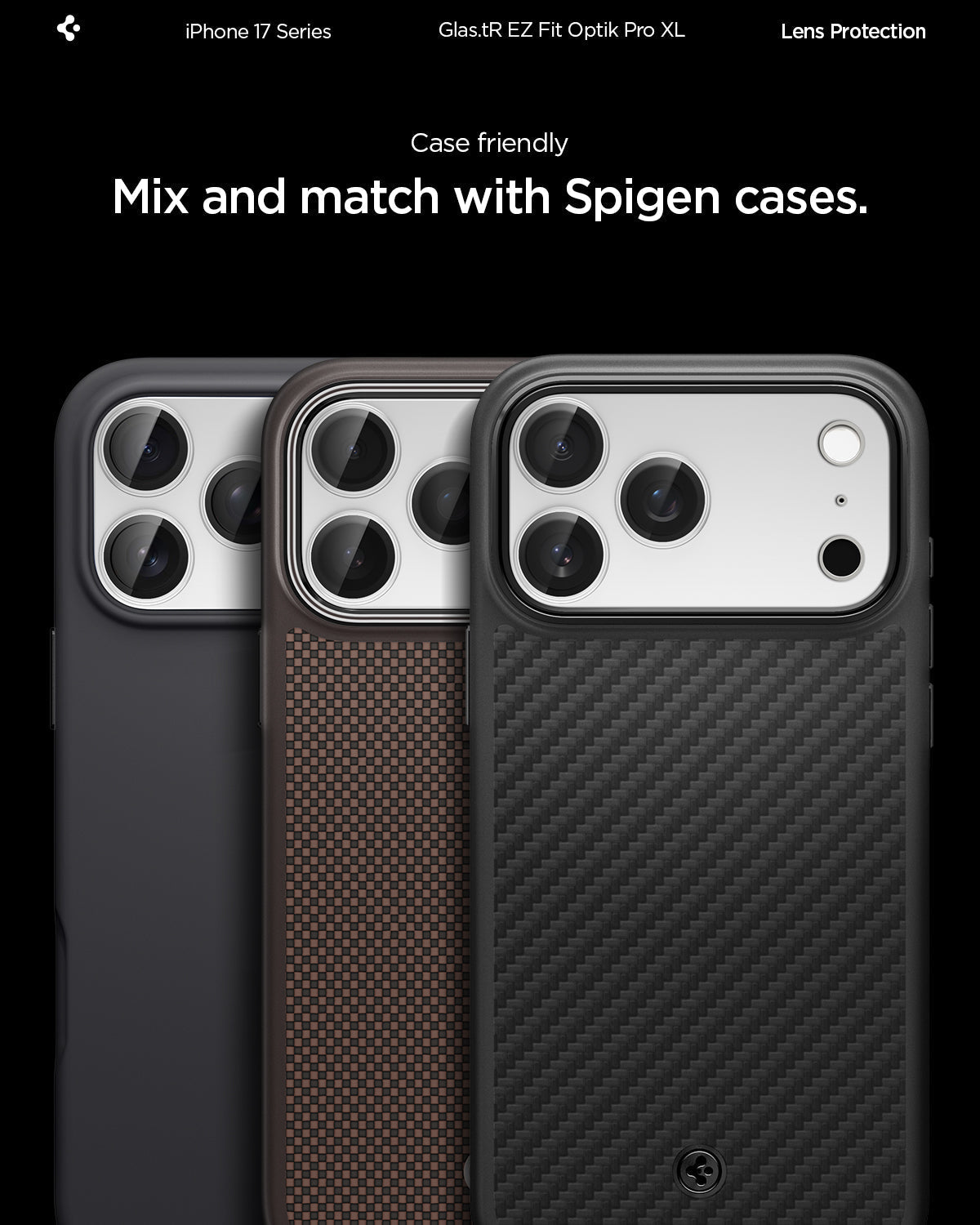 Spigen iPhone 17 Pro Lens Protector – GLAS.tR EZ Fit Optik Pro XL [1 Pack] - Silver - Spigen case compatibility
