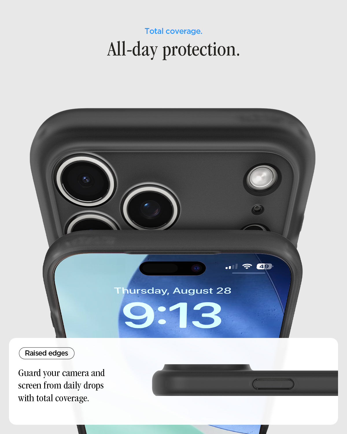 Spigen iPhone 17 Pro Max Case – Ultra Hybrid Classic (MagFit) - Classic Black - raised screen and camera edge protection