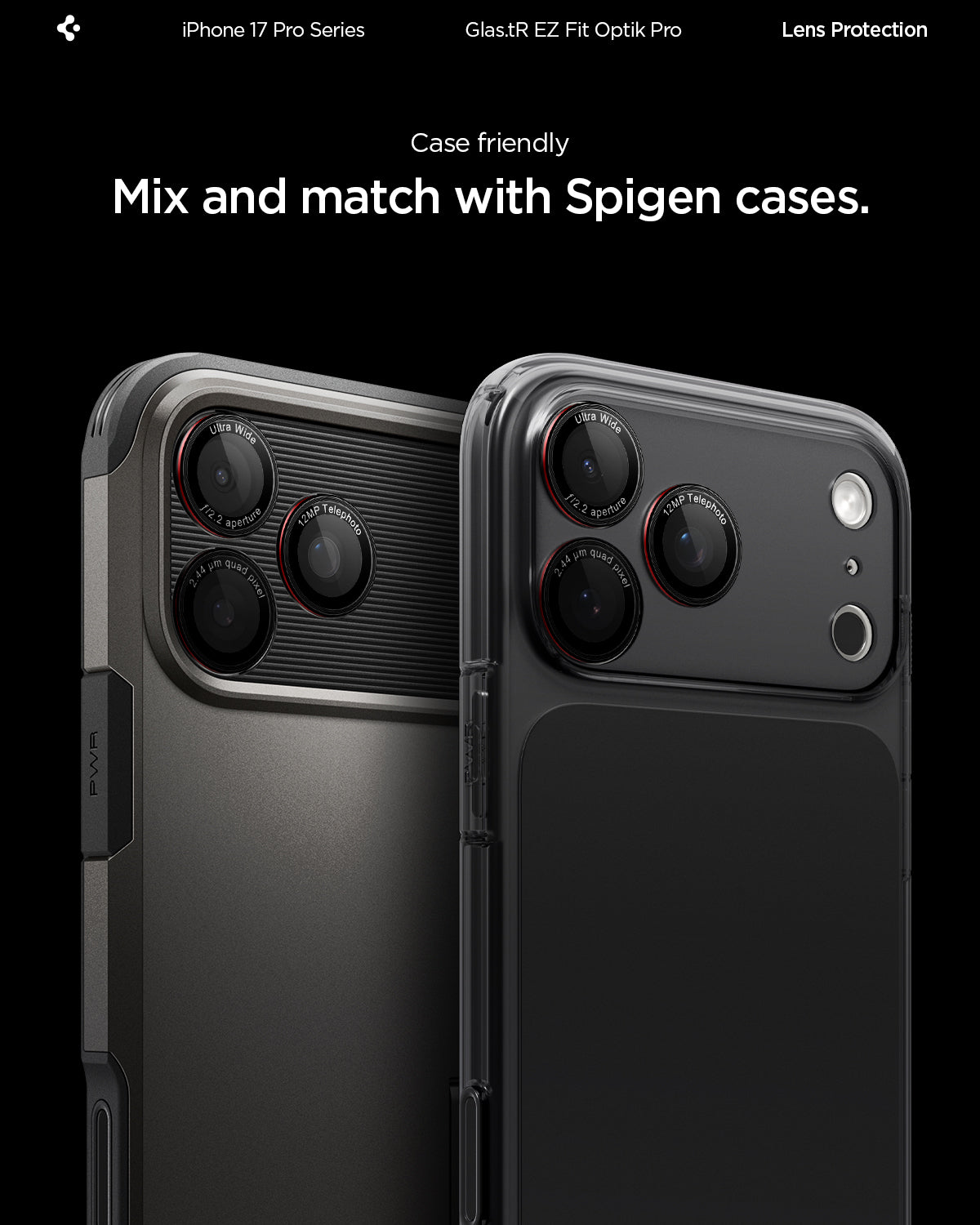 Spigen iPhone 17 Pro Max / 17 Pro Lens Protector – Optik Pro EZ Fit - L-Series - Spigen case compatibility