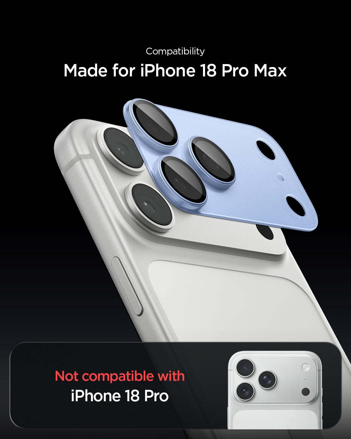 Spigen iPhone 18 Pro Max Glas.tR EZ Fit Optik Pro XL lens protector - Light Blue - image 11
