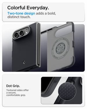 iPhone Duo Nano Pop (Mag Fit) in Black Sesame showing a two-tone case design with textured dot grip along the sides for a secure hold