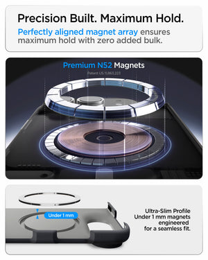 iPhone Duo Nano Pop (Mag Fit) in Black Sesame showing an aligned N52 magnet array and ultra-slim magnetic structure for a secure fit