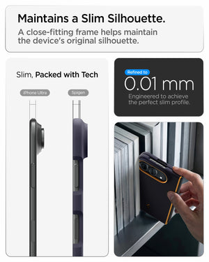 iPhone Duo Nano Pop (Mag Fit) in Blueberry Navy showing a close-fitting frame with a slim profile and precise side construction