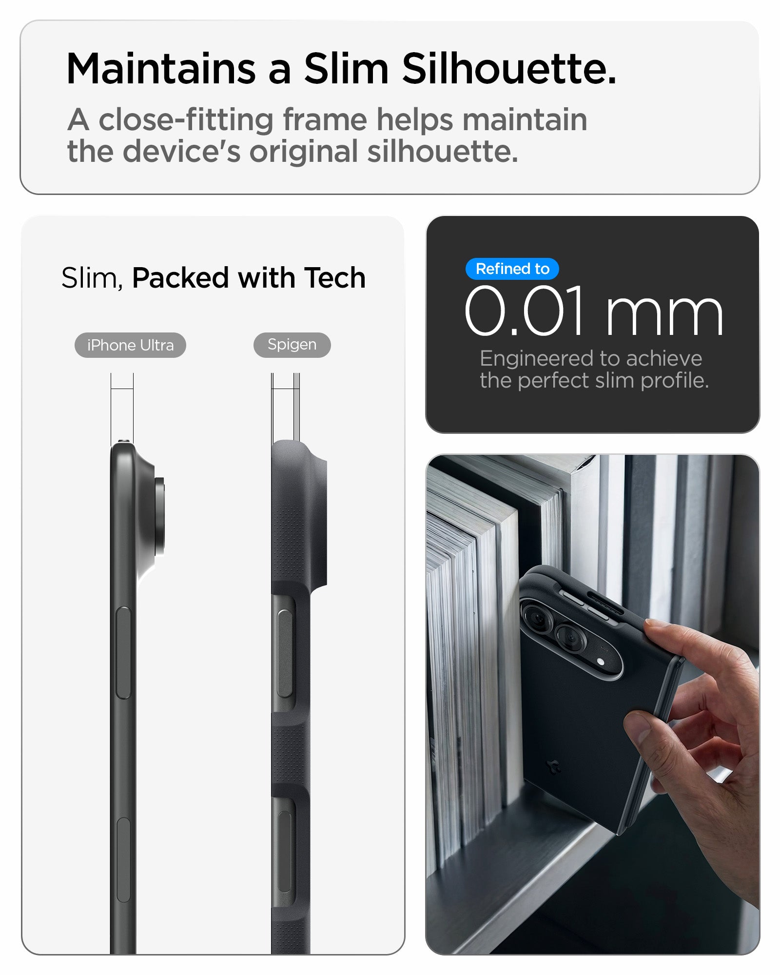 iPhone Duo Nano Pop (Mag Fit) in Black Sesame showing a close-fitting frame with a slim profile and precise side construction