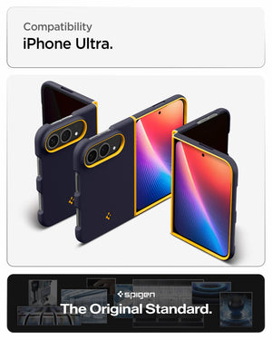iPhone Duo Nano Pop (Mag Fit) in Blueberry Navy showing case compatibility across multiple folded and unfolded views