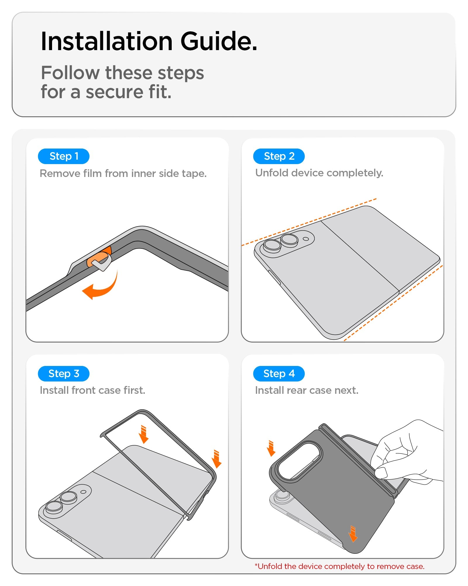 iPhone Duo Slim Armor Pro S (Mag Fit) showing a four-step installation guide for securing the front and rear case