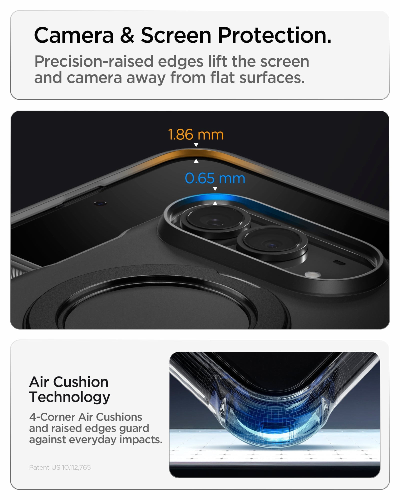 iPhone Duo Slim Armor Pro S (Mag Fit) showing raised screen and camera edges with reinforced corner cushioning
