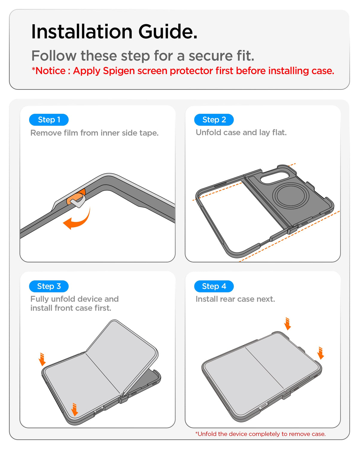 iPhone Duo Tough Armor Pro (Mag Fit) in Black showing a four-step installation guide for securing the front and rear case