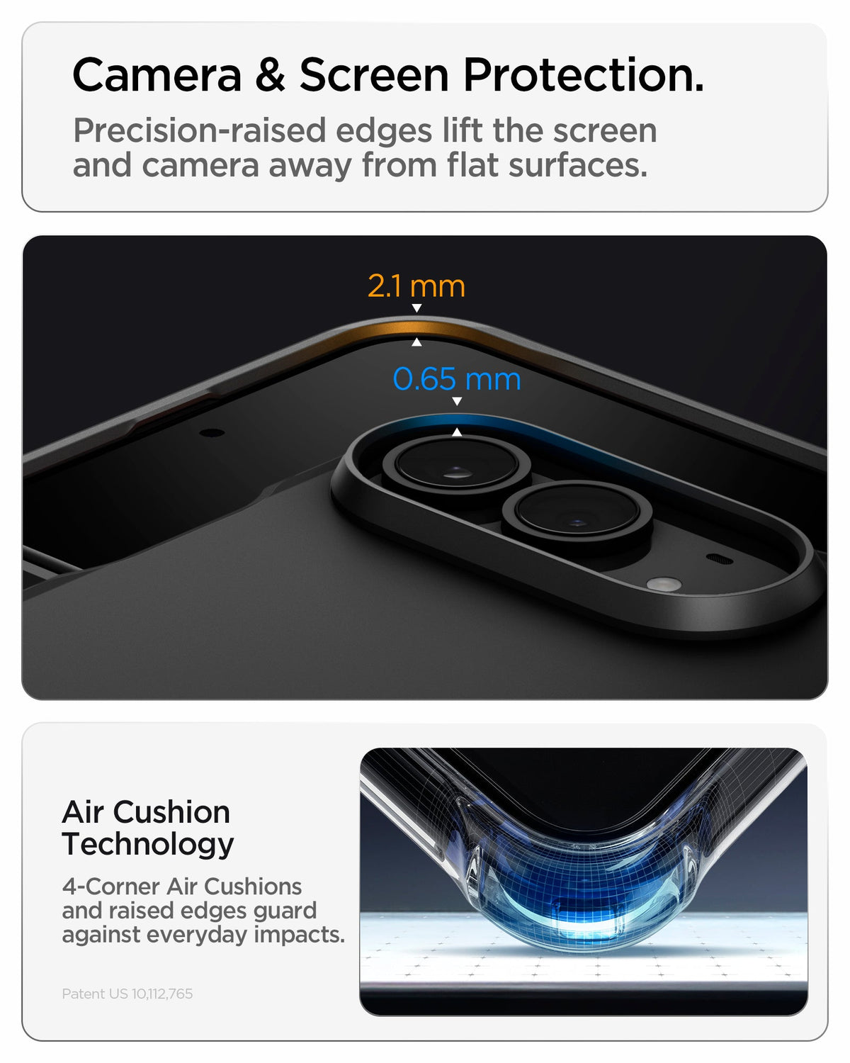 iPhone Duo Tough Armor Pro (Mag Fit) in Black showing raised screen and camera edges with reinforced corner cushioning