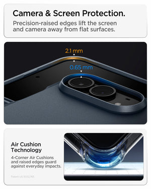 iPhone Duo Tough Armor Pro (Mag Fit) in Metal Slate showing raised screen and camera edges with reinforced corner cushioning