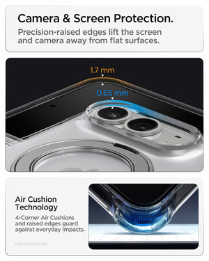 iPhone Duo Ultra Hybrid Pro S (Mag Fit) showing raised screen and camera edges with reinforced corner cushioning