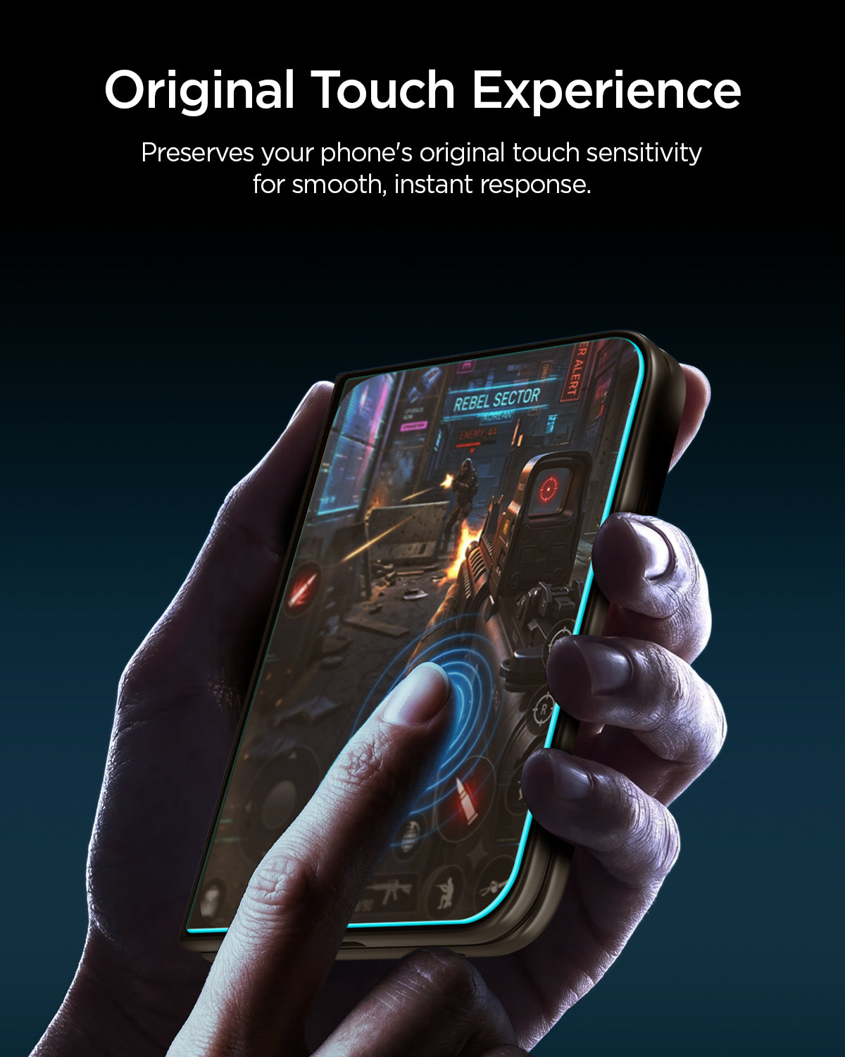 iPhone Duo Glas.tR EZ Fit Pro showing responsive touch sensitivity through the installed screen protector.