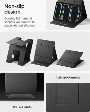AMP11119 - Slim Fold Laptop Stand | LD201-S10 Black showing non slip design
