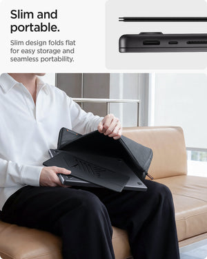 AMP11115 - Slim Fold Laptop Stand | Non-Adhesive LD201-S6 showing slim and portable