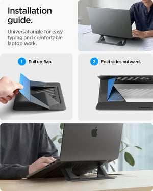 AMP11115 - Slim Fold Laptop Stand | Non-Adhesive LD201-S6 showing installation guide