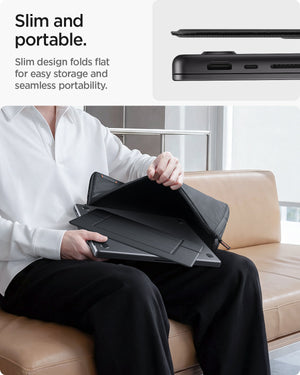 AMP11116 - Slim Fold Laptop Stand | LD201-S7 showing slim and portable