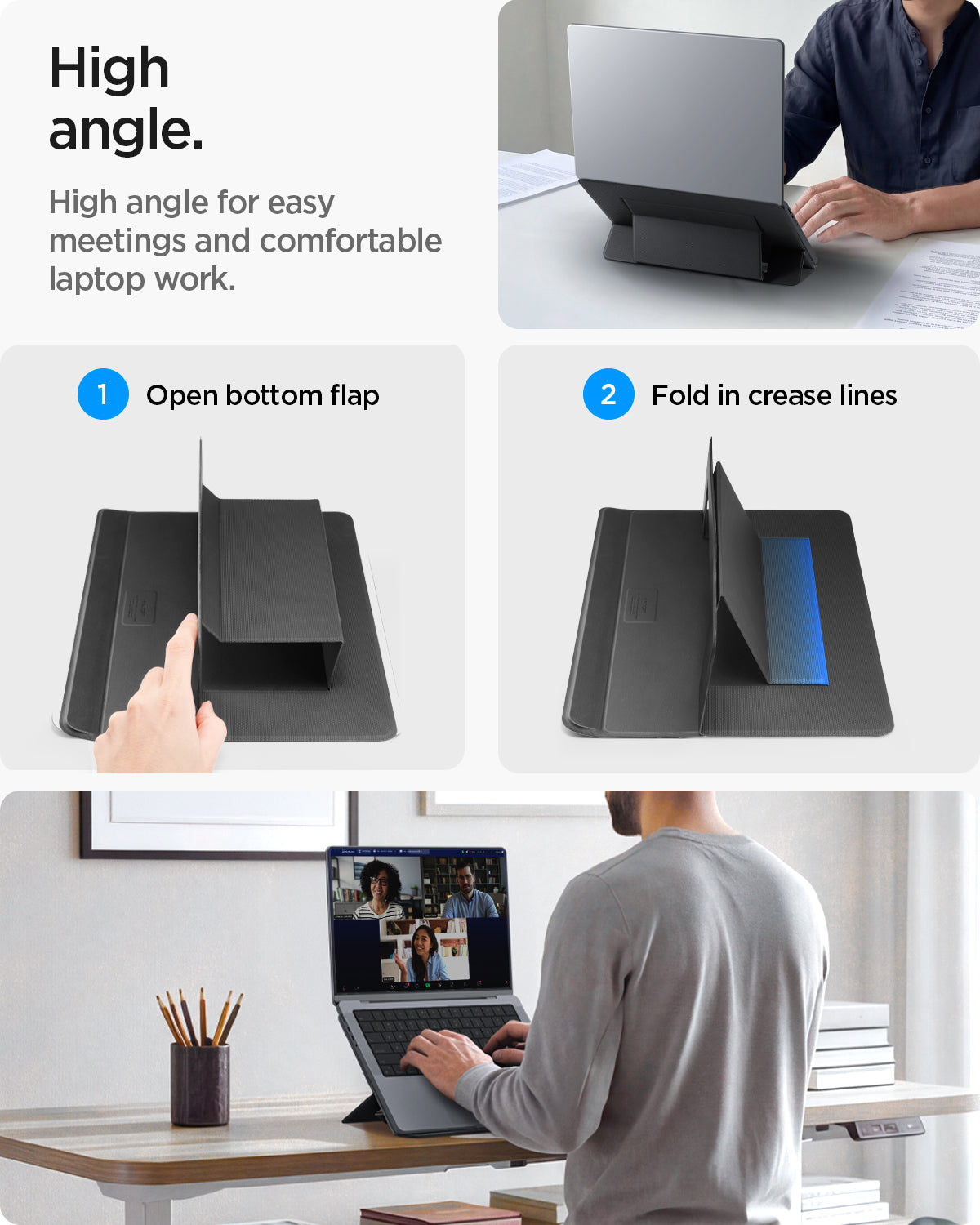 AMP11116 - Slim Fold Laptop Stand | LD201-S7 showing low angle