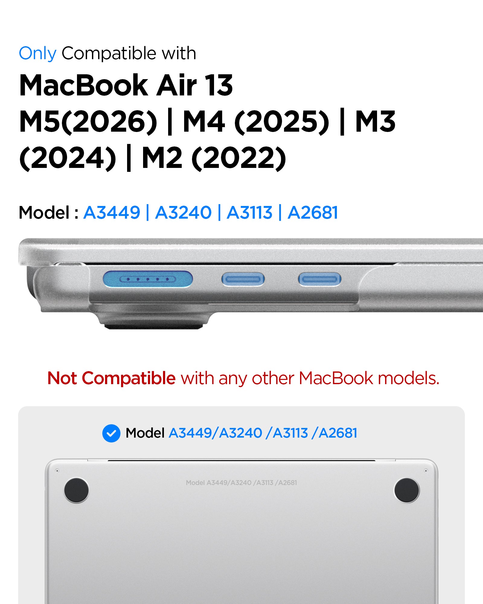 Spigen MacBook Air 13-inch M5/M4/M3/M2 Case - Airskin - Frost Clear - ACS11530 11