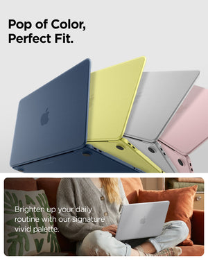 Spigen Air Skin Frost Clear exact-fit shell on MacBook Neo 13-inch