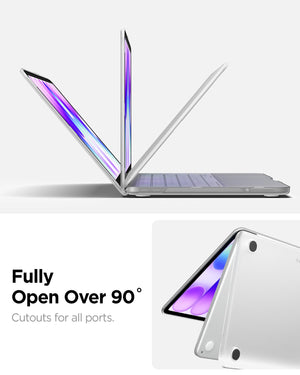 MacBook Neo 13-inch hinge opening beyond 90 degrees with Spigen Air Skin