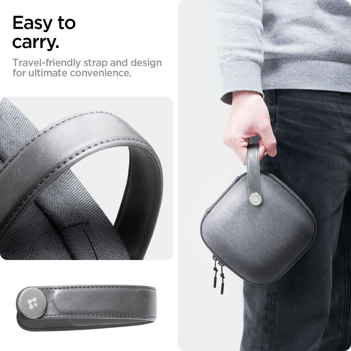 Spigen Mac mini M4 / M4 Pro (2024) Carrying Pouch – Klasden — Charcoal Gray, fit, construction or use view 8