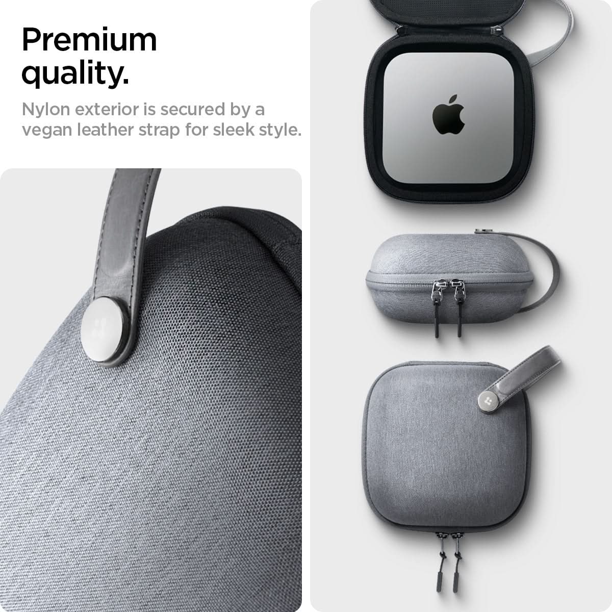 Spigen Mac mini M4 / M4 Pro (2024) Carrying Pouch – Klasden — Charcoal Gray, fit, construction or use view 10