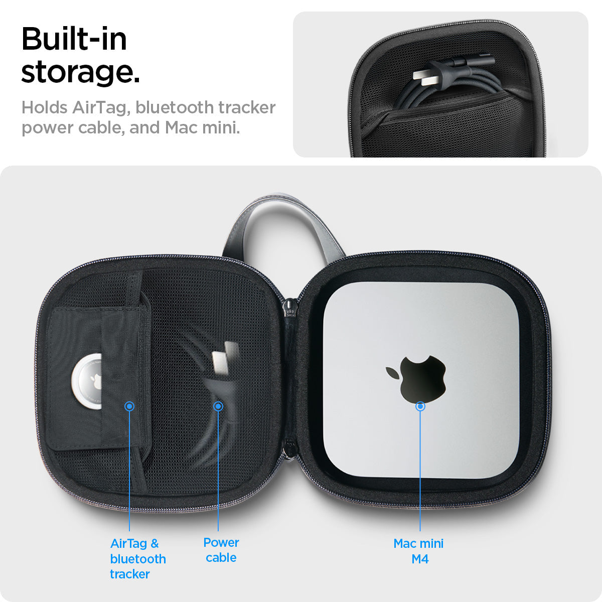 Spigen Mac mini M4 / M4 Pro (2024) Carrying Pouch – Klasden — Charcoal Gray, fit, construction or use view 12