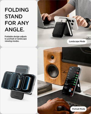 Portrait and landscape stand modes of the Spigen Slim Fold MagFit wallet