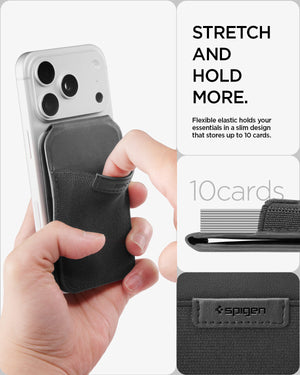 Expandable ten-card front pocket on the Spigen Slim Fold MagFit wallet