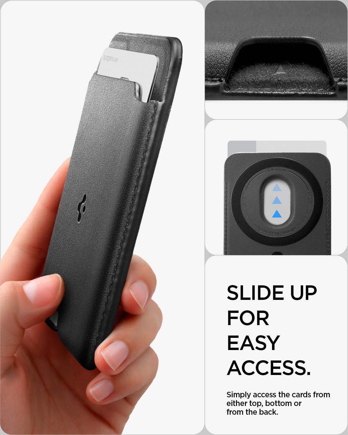 Spigen Valentinus MagFit wallet lower opening for sliding cards upward