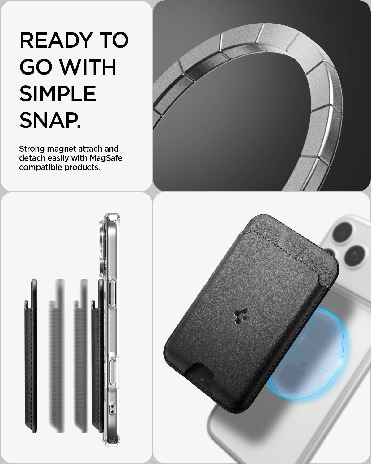 Spigen Valentinus MagFit wallet attaching with a simple magnetic snap