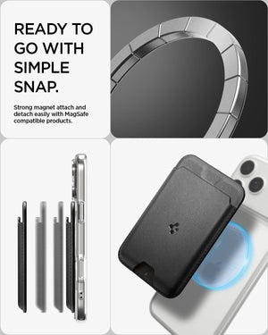 Spigen Valentinus MagFit wallet attaching with a simple magnetic snap