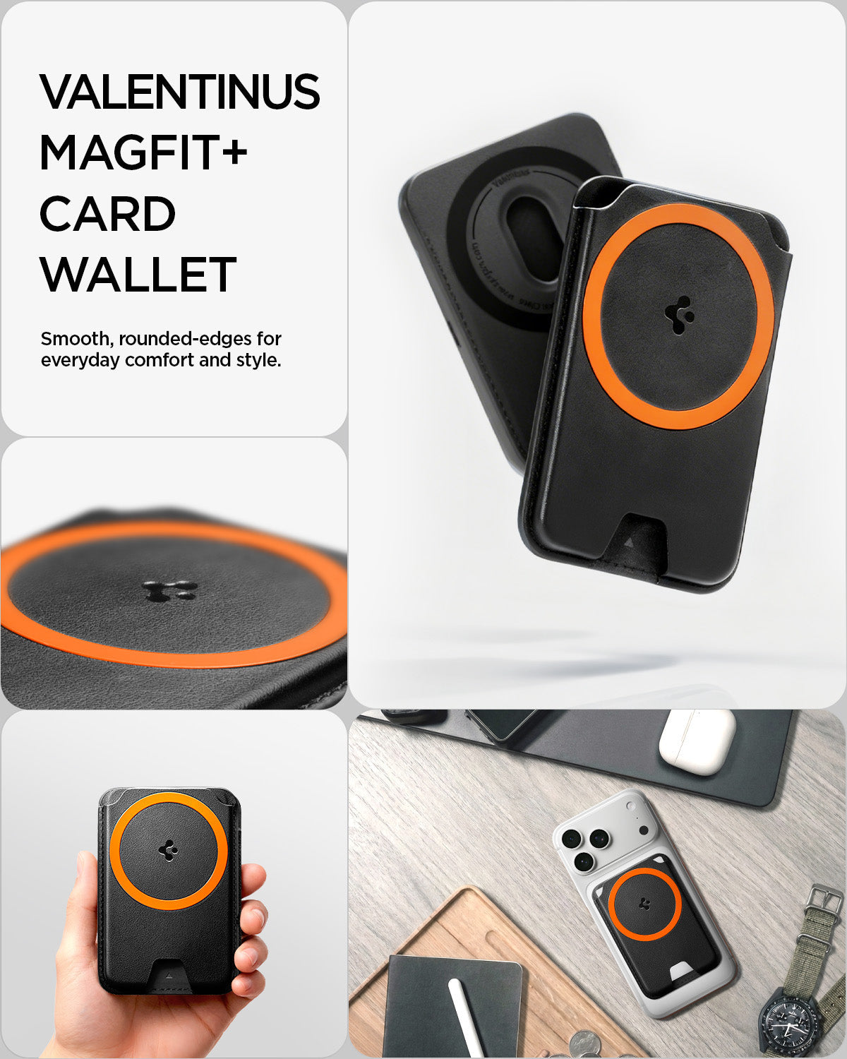 Spigen Valentinus MagFit+ five-card wallet design and everyday-use details