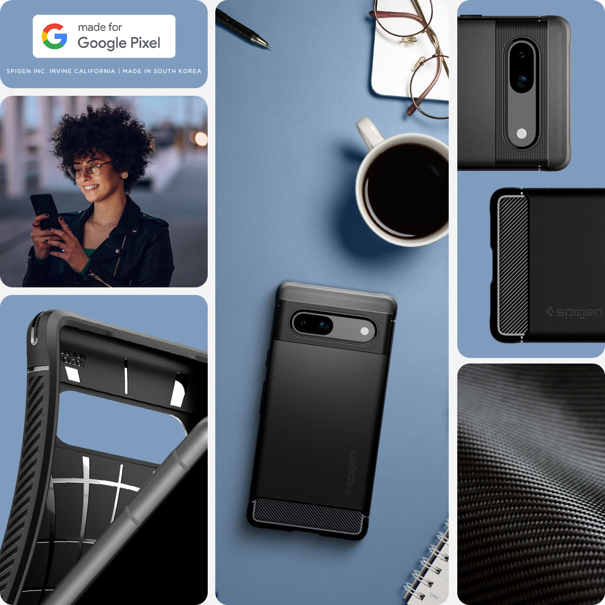 Spigen Google Pixel 7a Case – Rugged Armor — Matte Black Matte Black everyday carry