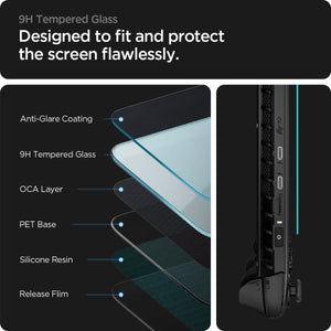 Spigen Glas.tR Slim 9H tempered-glass layer diagram
