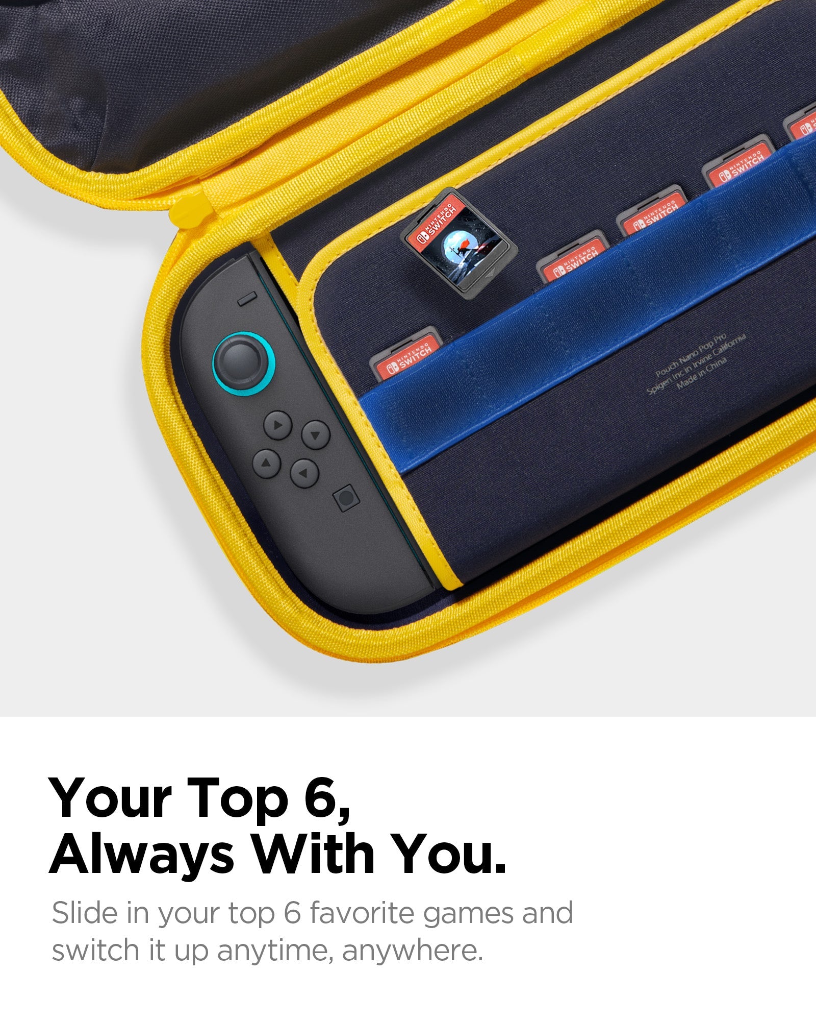 Six game-card slots inside Spigen Nano Pop Pro carrying case