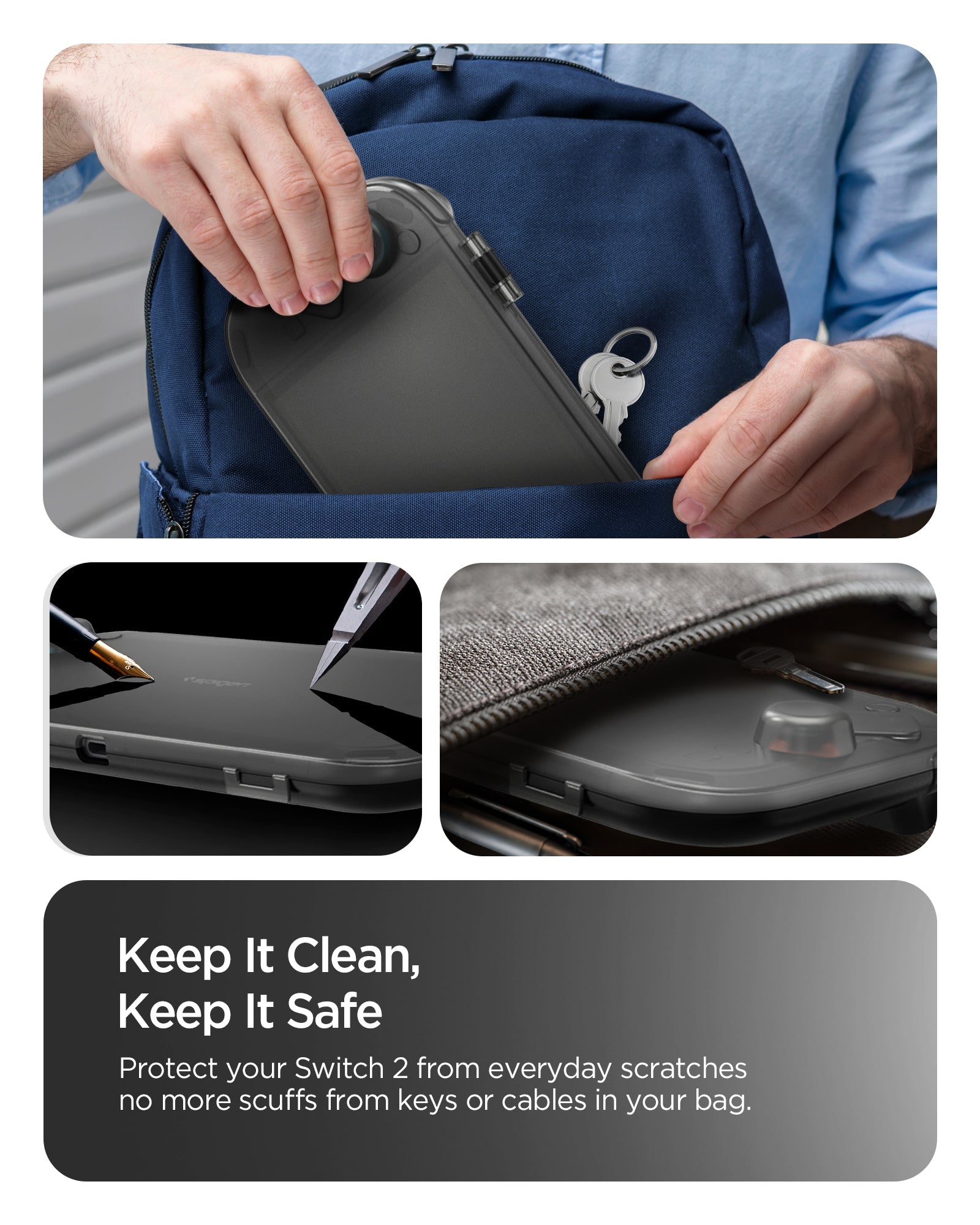 Spigen Thin Fit 360 case placed in a travel bag