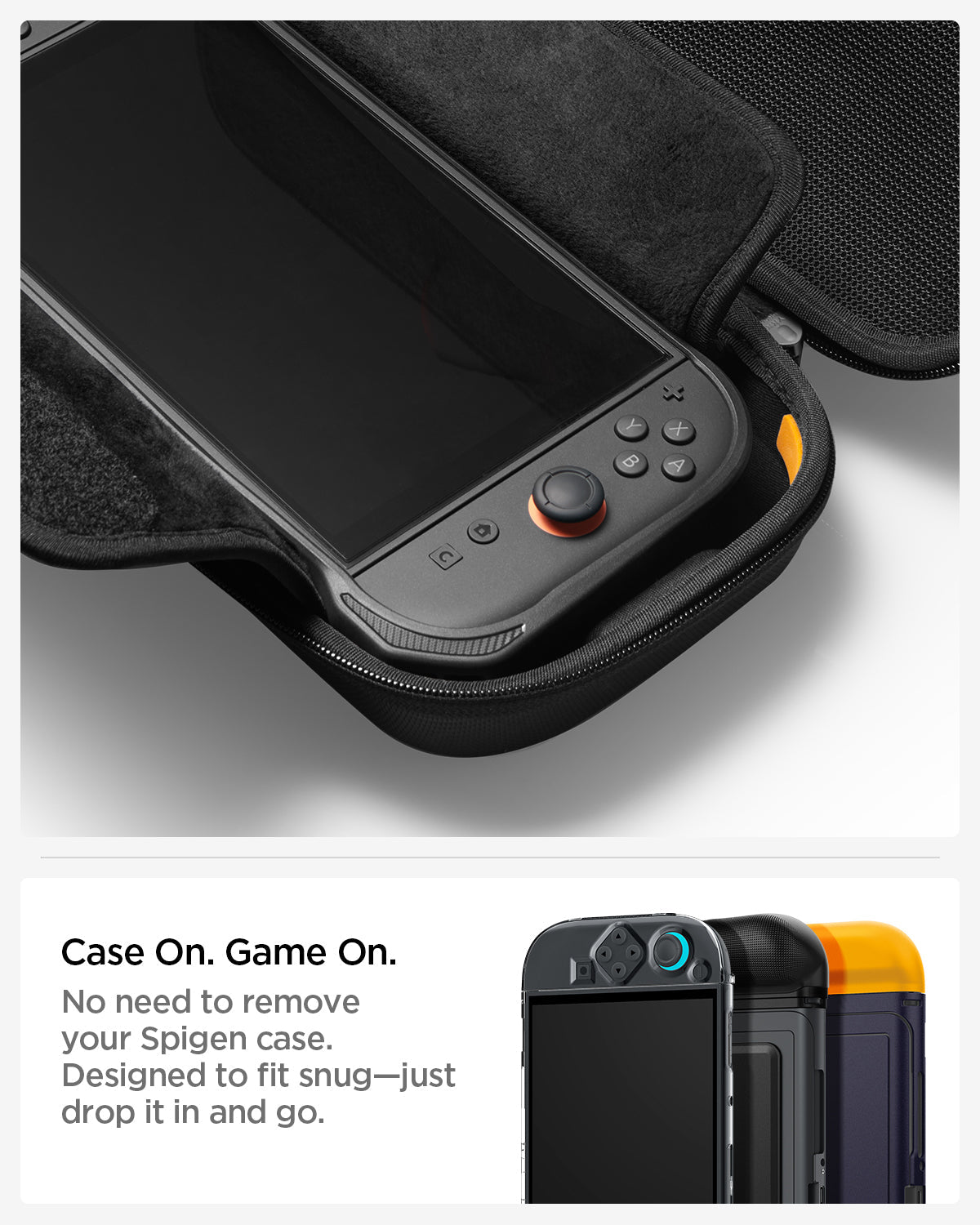 Nintendo Switch 2 with fitted Spigen case stored inside Rugged Armor Pro carrying case