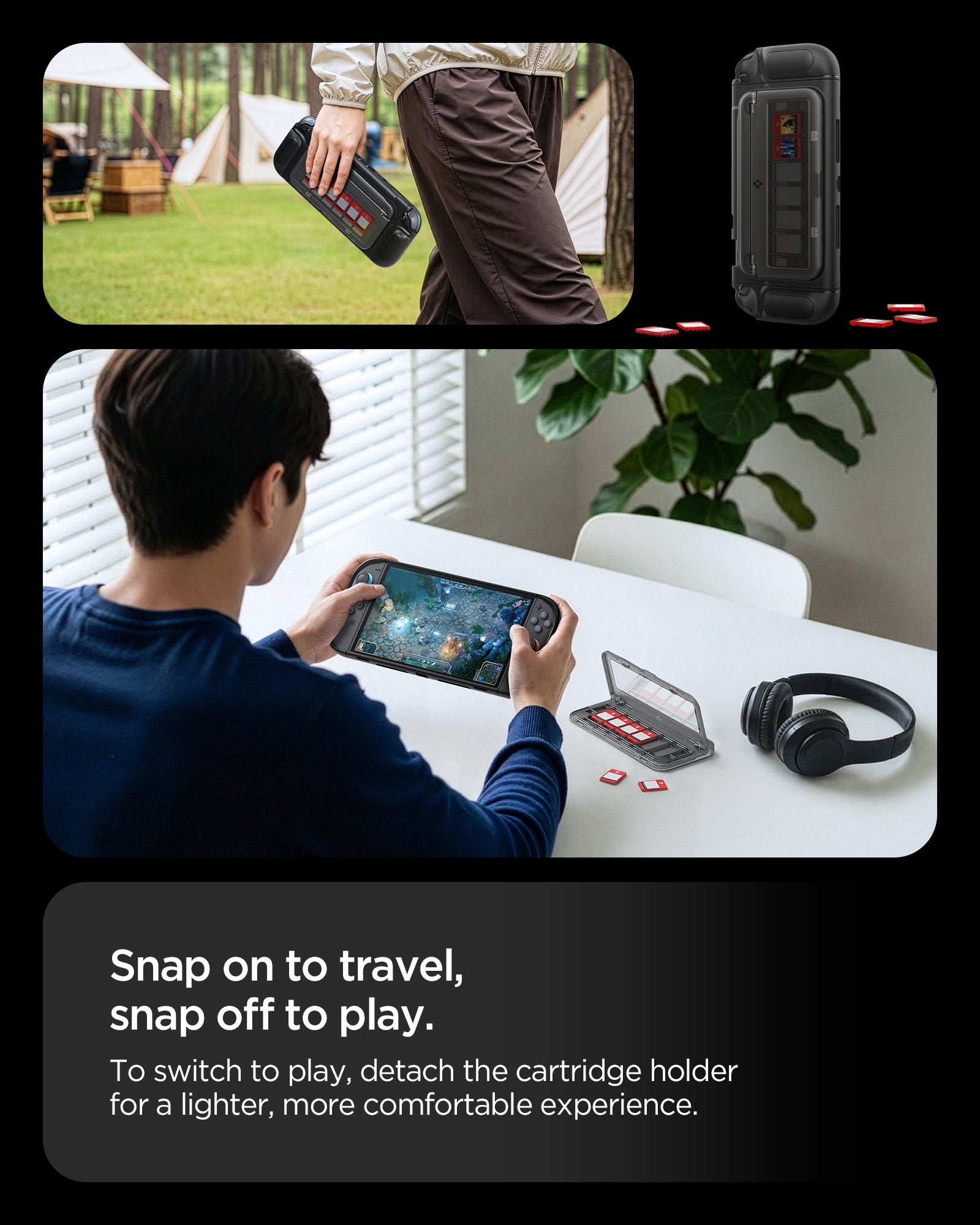Snap-on travel and snap-off play modes of Spigen Snap Switch
