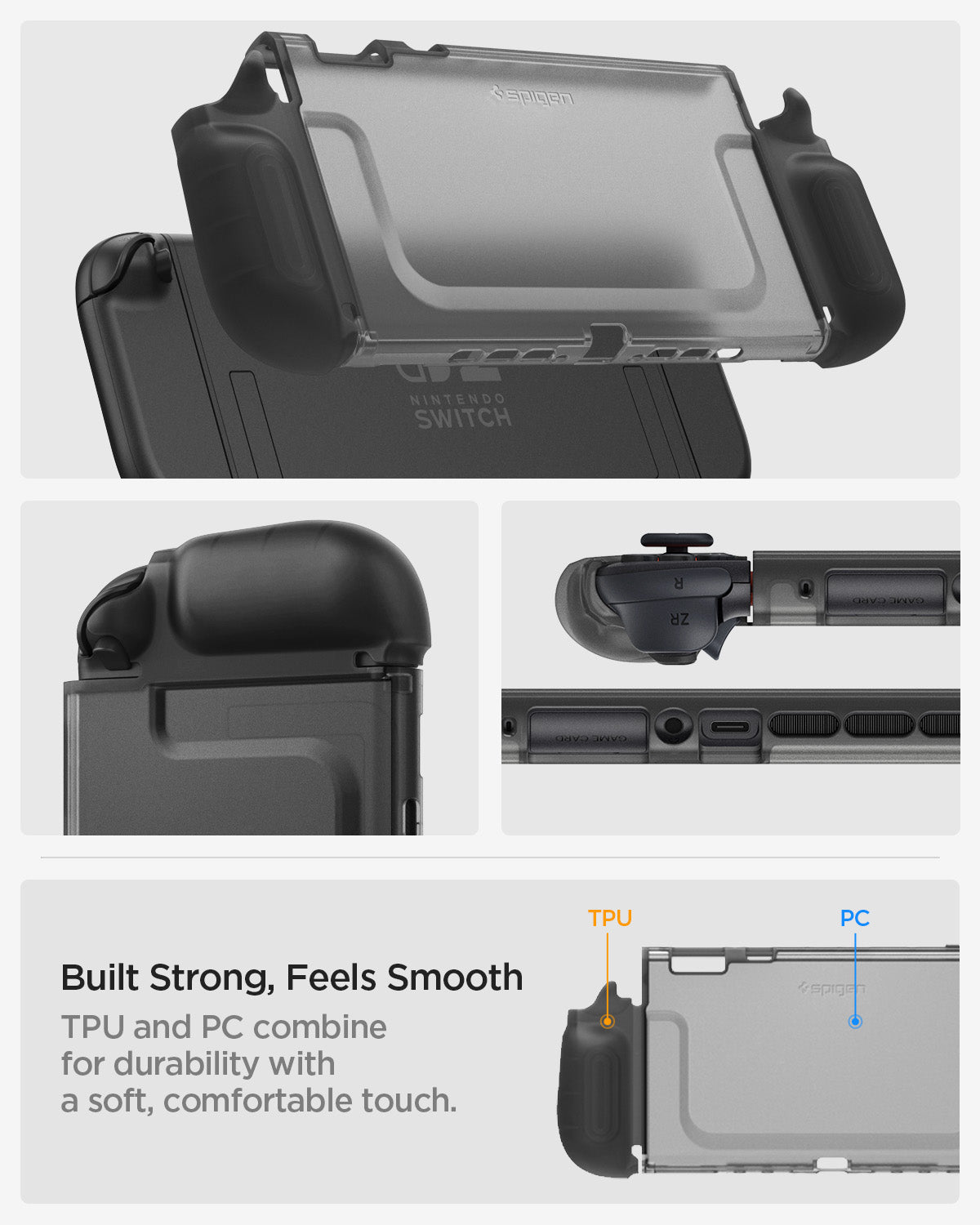 TPU grip and PC back construction of Spigen Ultra Hybrid case