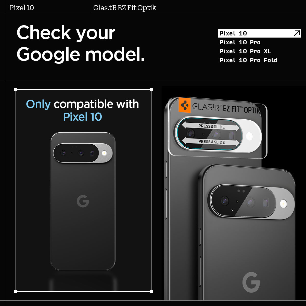 Spigen Pixel 10 Lens Protector Optik EZ Fit (2 Pack) view 10