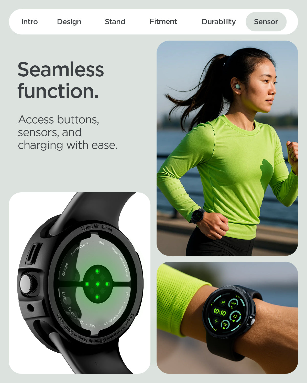 Spigen Google Pixel Watch 5 (45mm) Case + Stand – Liquid Air - Matte Black - official image 9