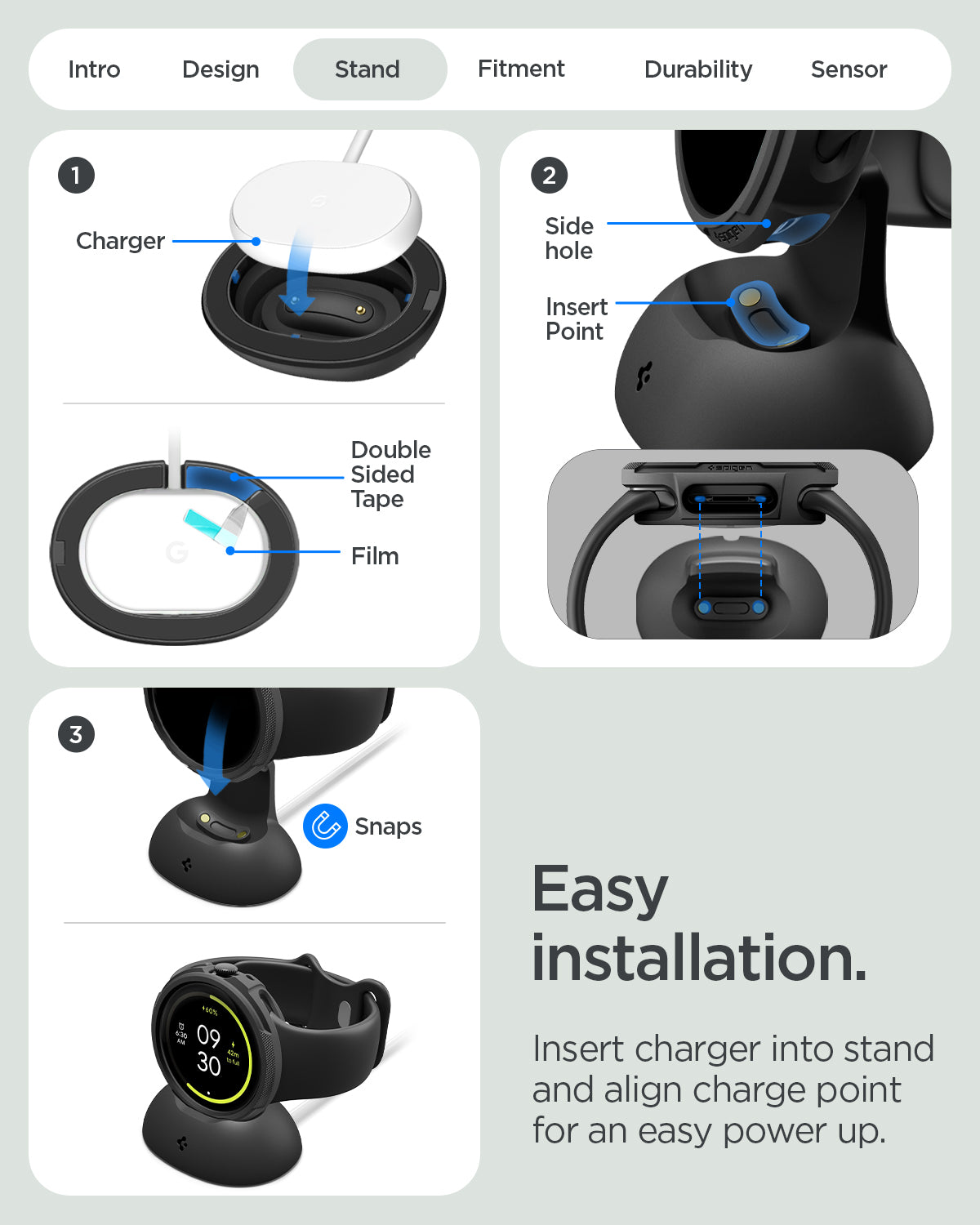 Spigen Google Pixel Watch 5 (45mm) Case + Stand – Liquid Air - Matte Black - official image 10