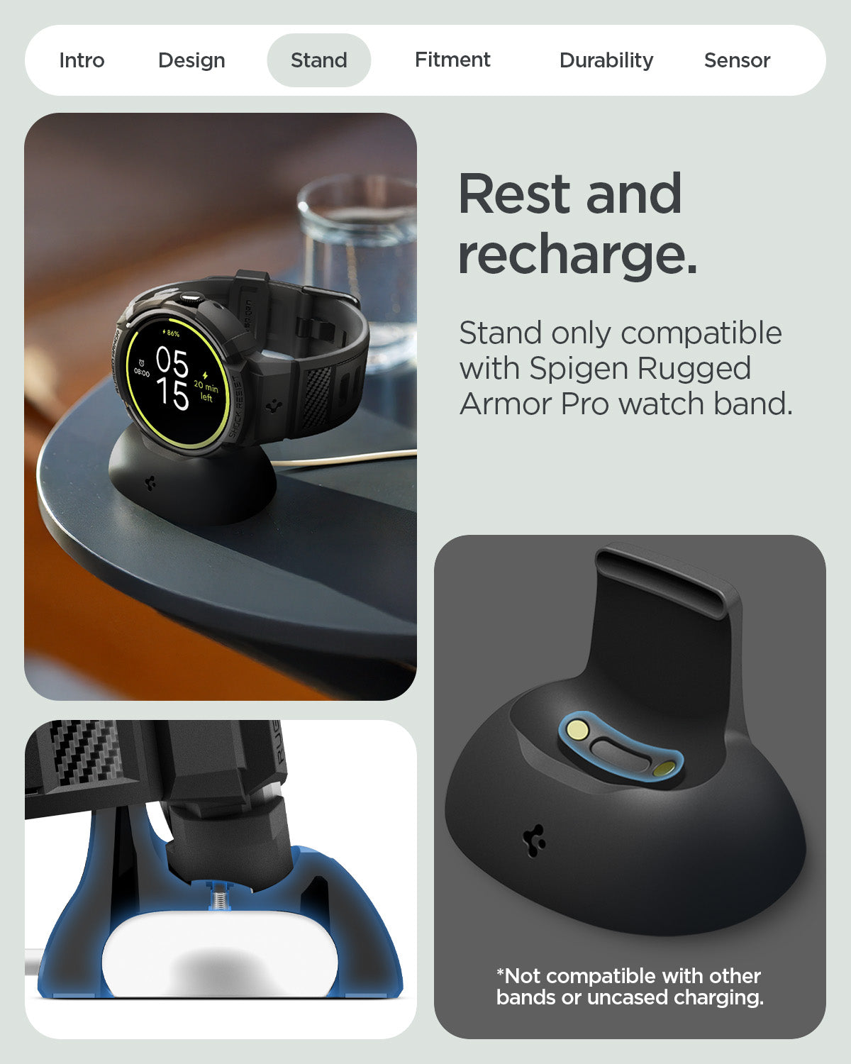 Spigen Google Pixel Watch 5 (41mm) Case + Band + Stand – Rugged Armor Pro - Black - official image 12