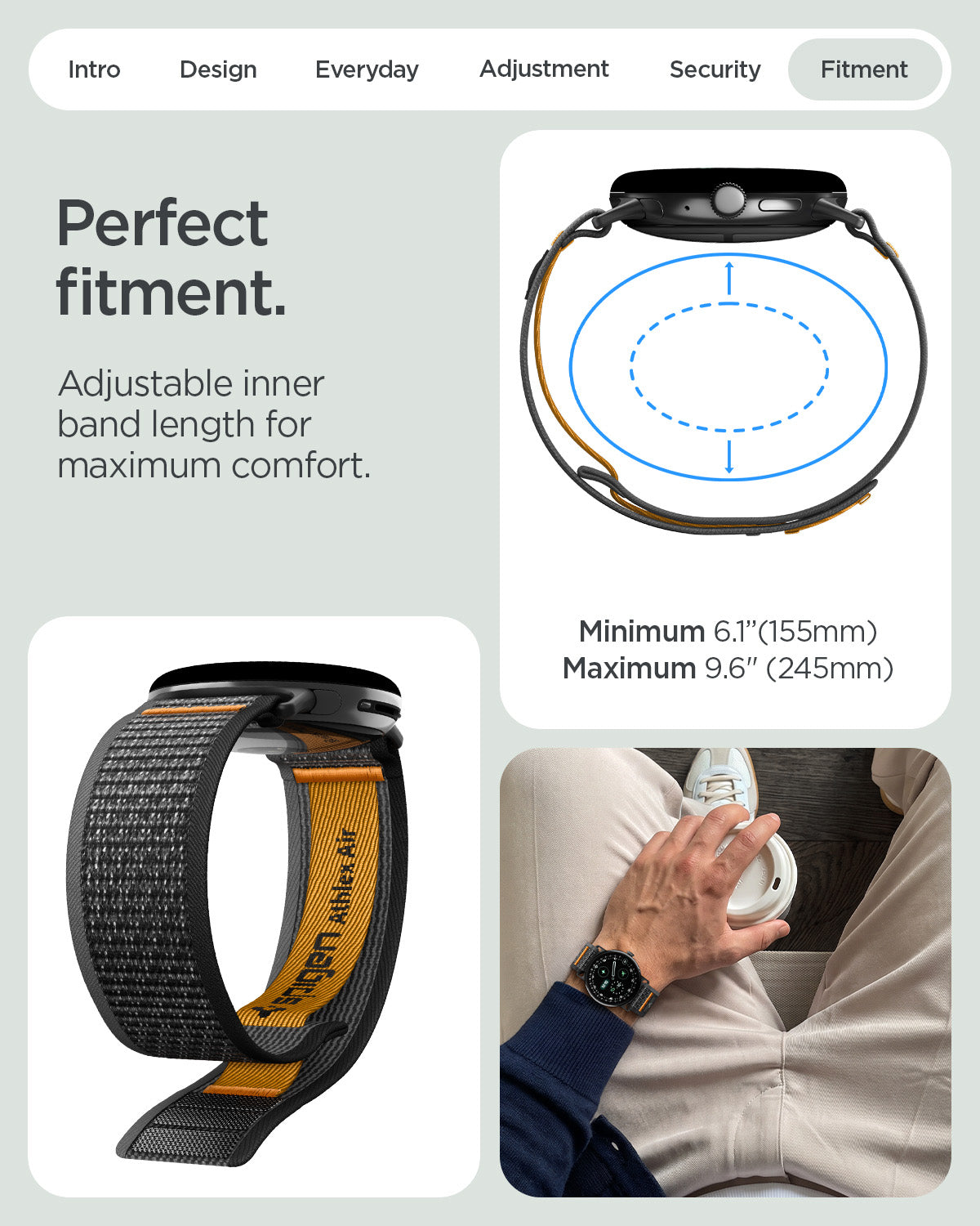 Spigen Google Pixel Watch 5 (45mm) Band – Athlex Air - Active Black Orange - official image 10