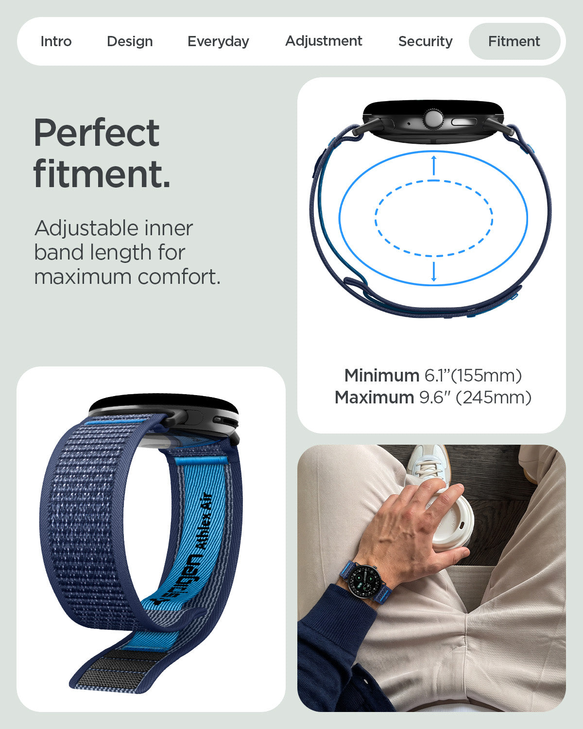 Spigen Google Pixel Watch 5 (45mm) Band – Athlex Air - Active Navy Blue - official image 10