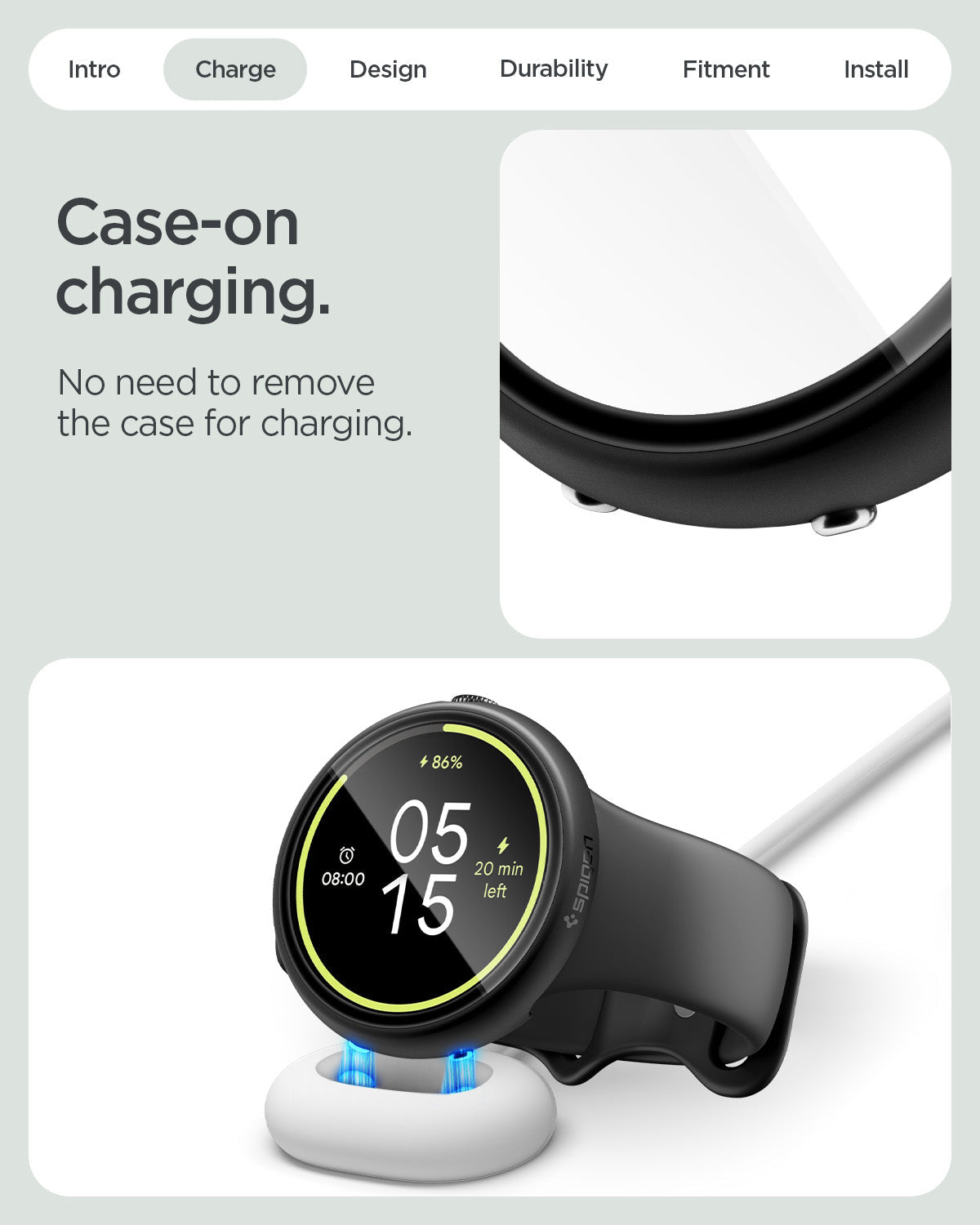 Spigen Google Pixel Watch 5 (45mm) Case + Screen Protector – Thin Fit 360 - Black - official image 13